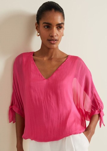 Phase Eight Madison Silk Shirts Pink Australia | MO8012567